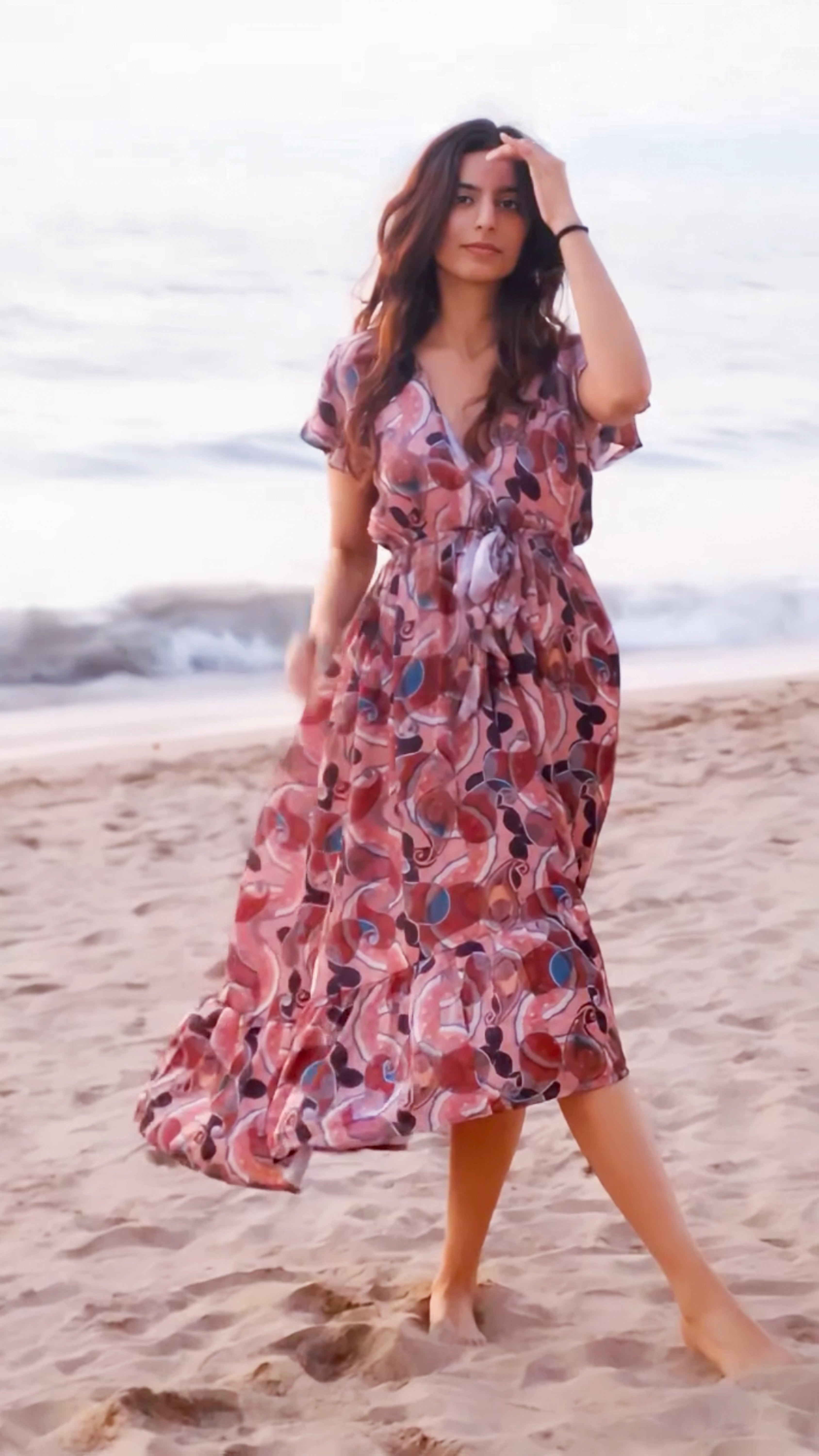 Noroke Sustainable fabric | Bemberg Brown Printed High Low Dress - Distacart