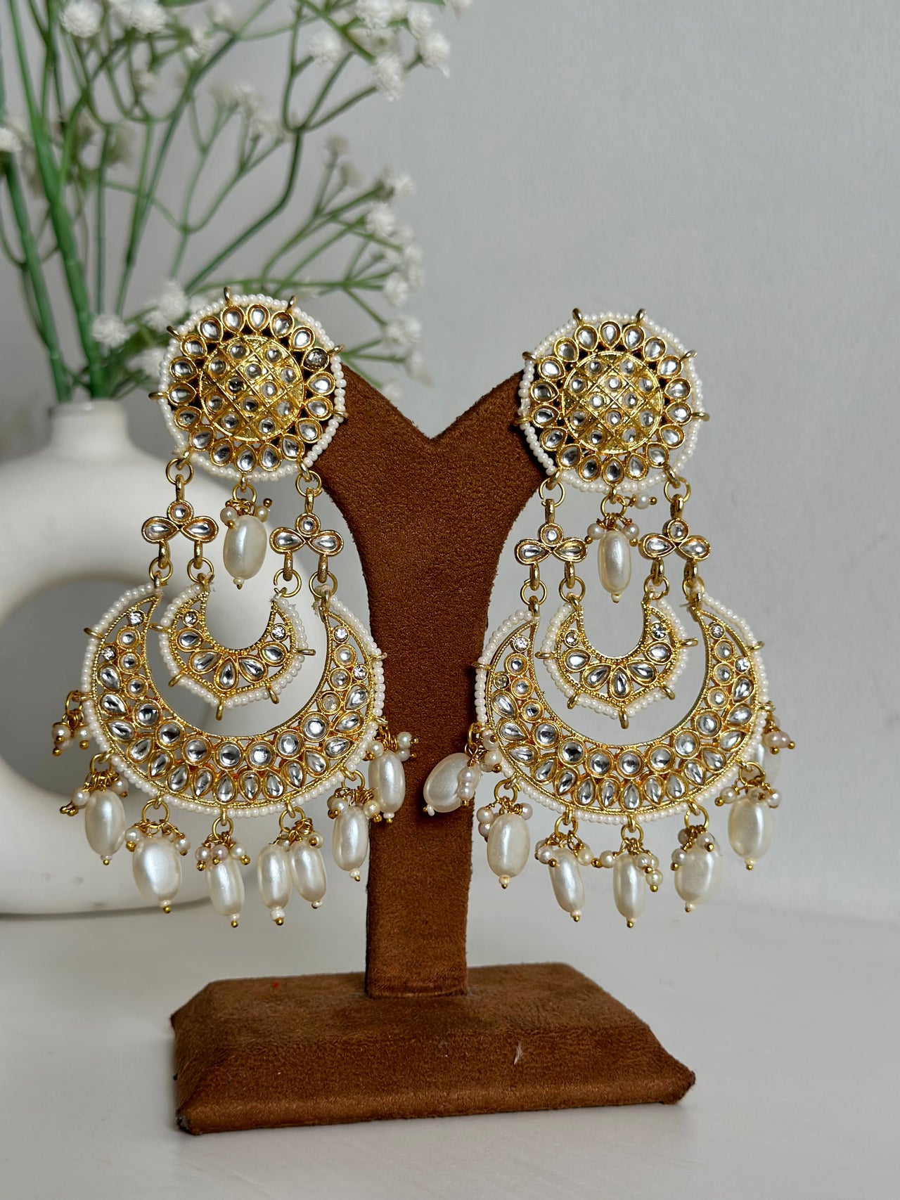 Golden Chandbali Earrings By House of Ree