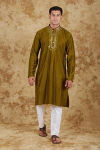 Thumbnail for Bluesaanchi Men's Mirror Magic Field Drab Kurta Set