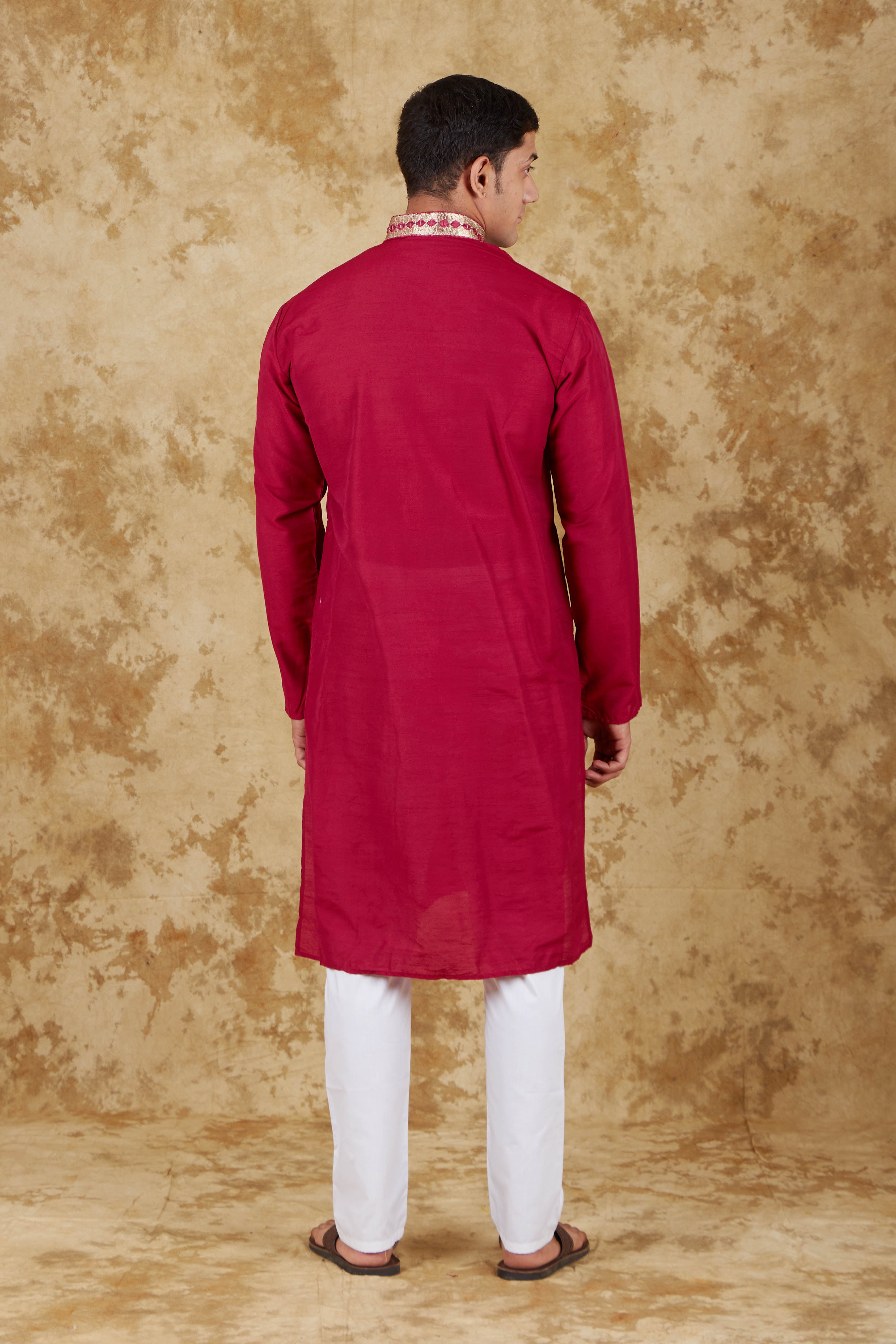 Bluesaanchi Men's Mirror Magic Red Kurta Set - Distacart