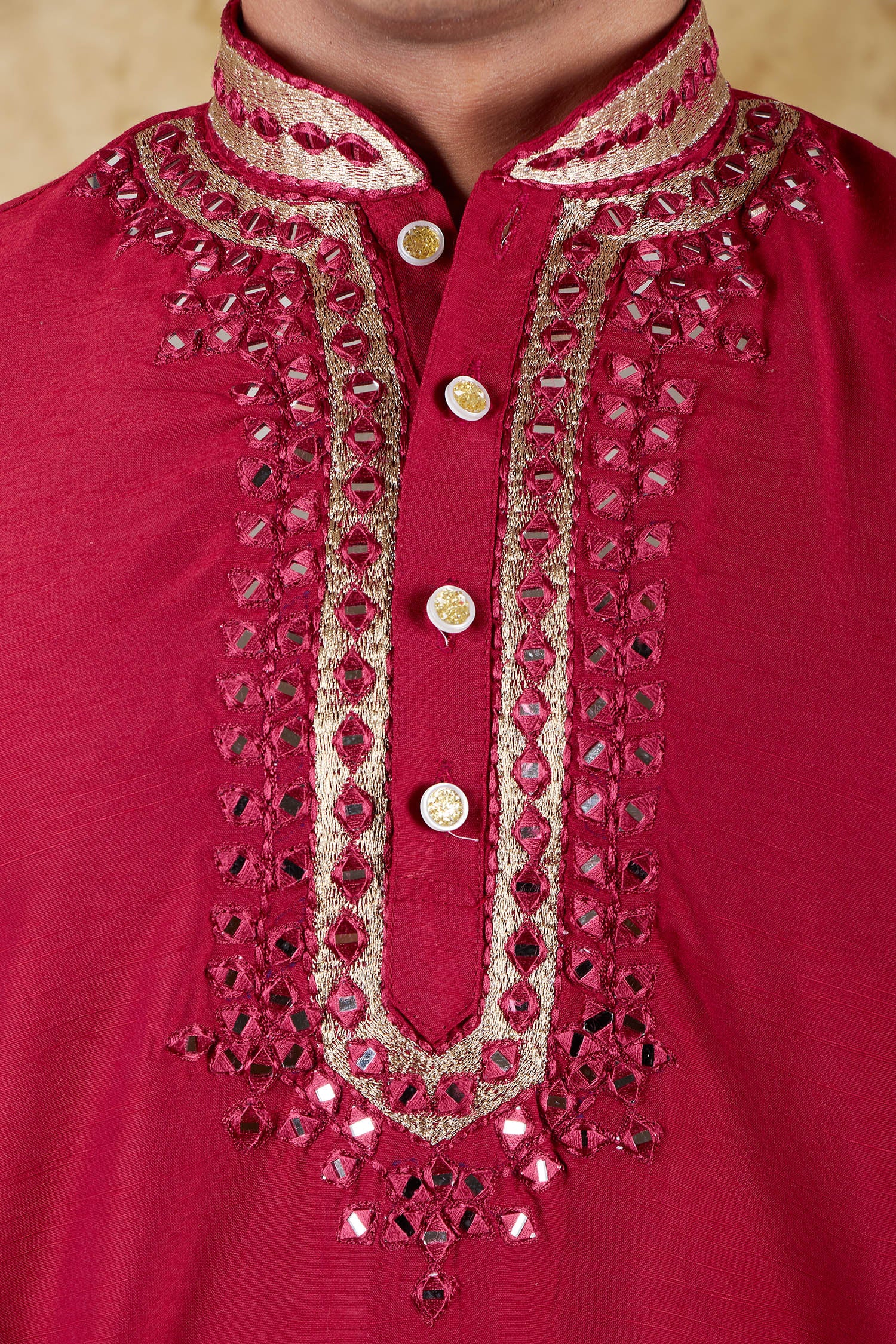 Bluesaanchi Men's Mirror Magic Red Kurta Set - Distacart