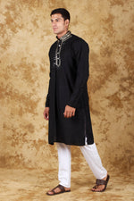 Thumbnail for Bluesaanchi Men's Mirror Magic Black Kurta Set - Distacart