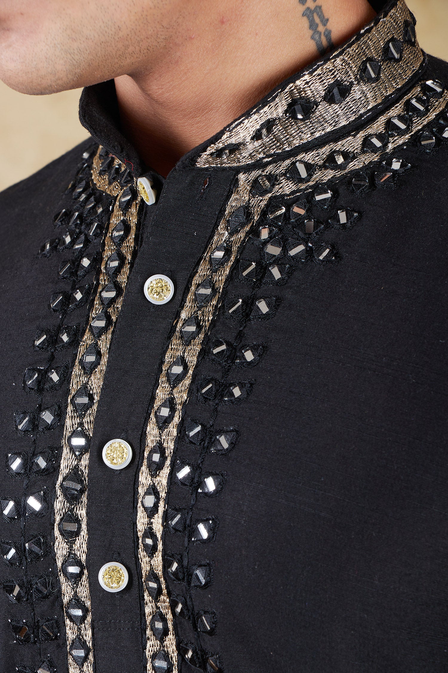 Bluesaanchi Men's Mirror Magic Black Kurta Set - Distacart