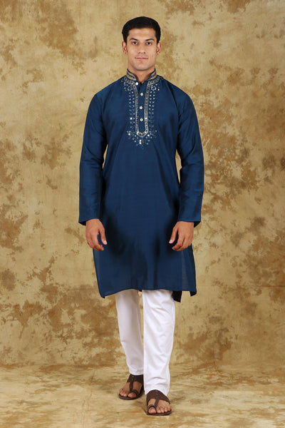 Bluesaanchi Men's Mirror Magic Berkeley Blue Kurta Set - Distacart