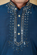 Thumbnail for Bluesaanchi Men's Mirror Magic Berkeley Blue Kurta Set - Distacart
