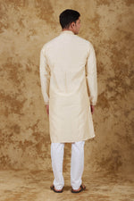 Thumbnail for Bluesaanchi Men's Sunshine Handwoven Embroidered Cosmic LatteKurta Set - Distacart