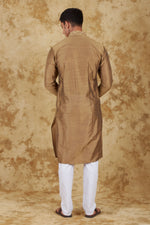 Thumbnail for Bluesaanchi Men's Sunshine Handwoven Embroidered Raw UmberKurta Set - Distacart