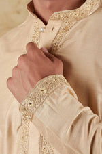 Thumbnail for Bluesaanchi Men's Sunshine Handwoven Embroidered CornsilkKurta Set - Distacart