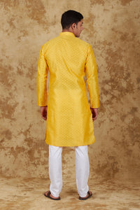 Thumbnail for Bluesaanchi Men's Mango Banarasi Silk Kurta Set