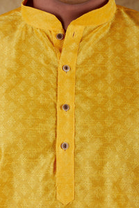 Thumbnail for Bluesaanchi Men's Mango Banarasi Silk Kurta Set
