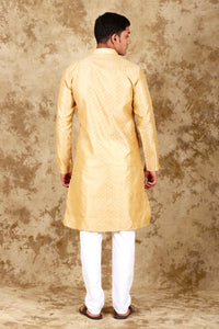 Thumbnail for Bluesaanchi Men's Cream Banarasi Silk Kurta Set
