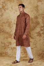 Thumbnail for Bluesaanchi Men's Dark Brown Textured Kurta Set - Distacart