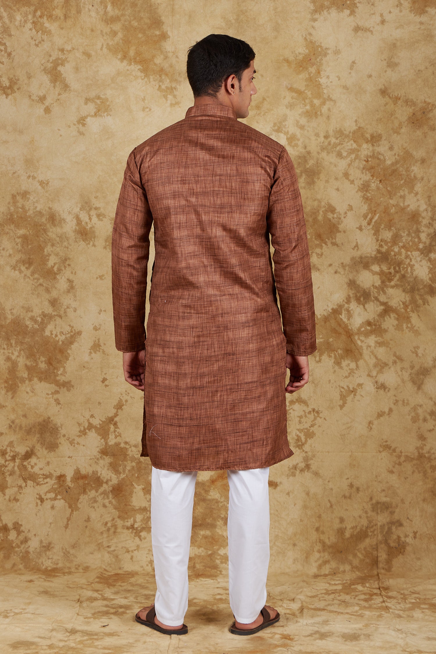 Bluesaanchi Men's Dark Brown Textured Kurta Set - Distacart