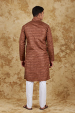 Thumbnail for Bluesaanchi Men's Dark Brown Textured Kurta Set - Distacart