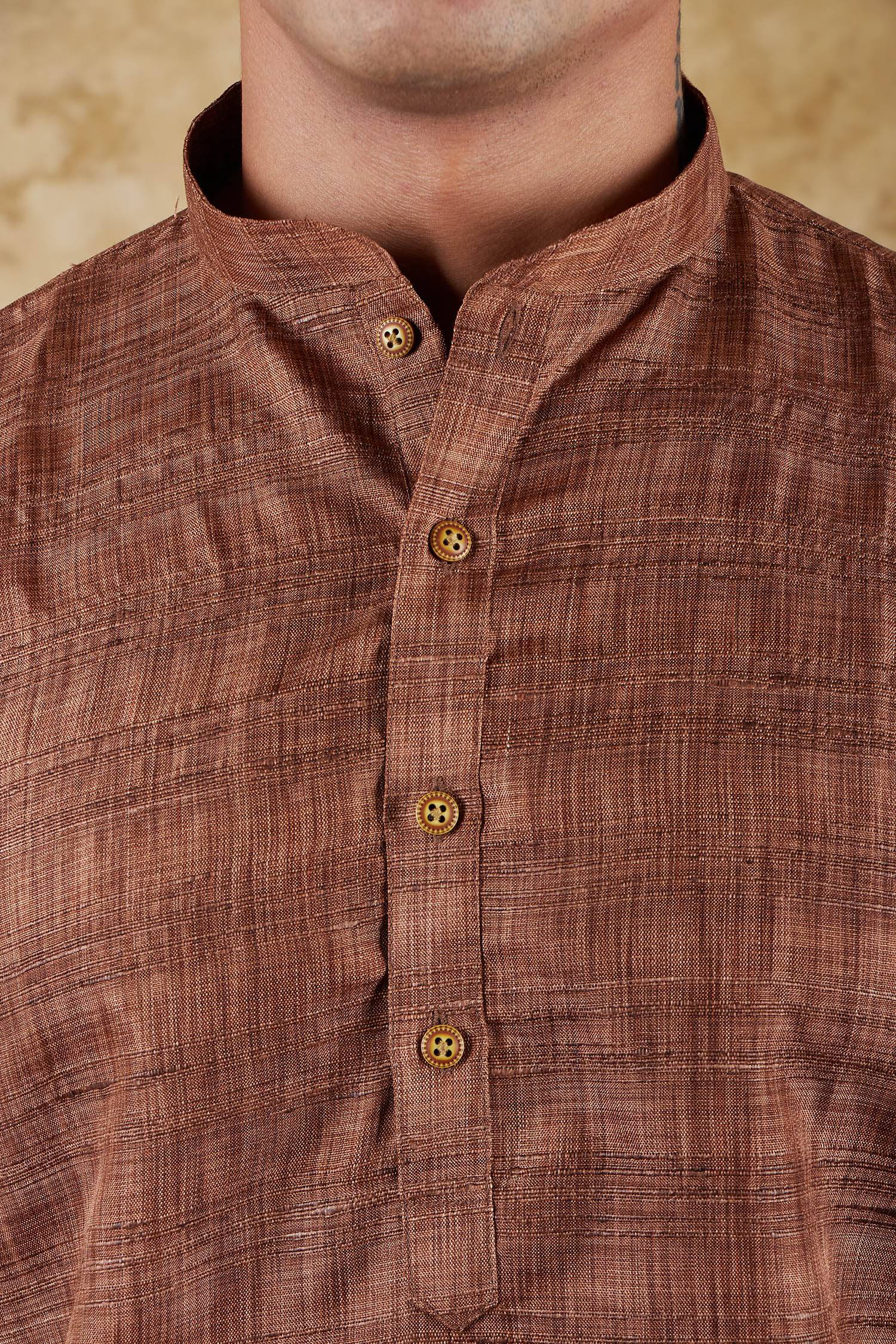 Bluesaanchi Men's Dark Brown Textured Kurta Set - Distacart