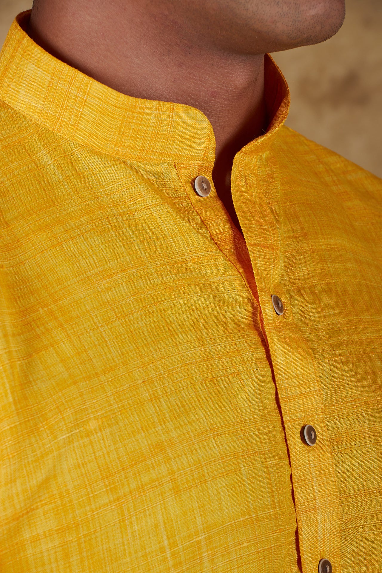 Bluesaanchi Men's Yellow Textured Kurta Set