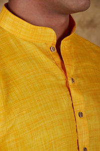 Thumbnail for Bluesaanchi Men's Yellow Textured Kurta Set