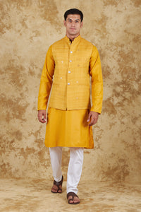 Thumbnail for Bluesaanchi Men's Yellow Waistcoat Kurta Pajama Set