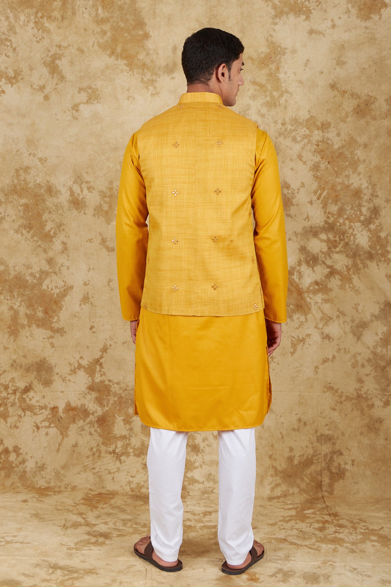 Bluesaanchi Men's Yellow Waistcoat Kurta Pajama Set
