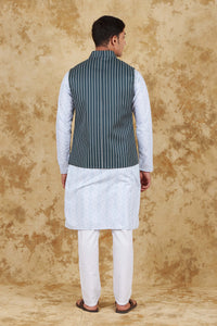 Thumbnail for Bluesaanchi Men's Dark Slate Grey Waistcoat Kurta Pajama Set