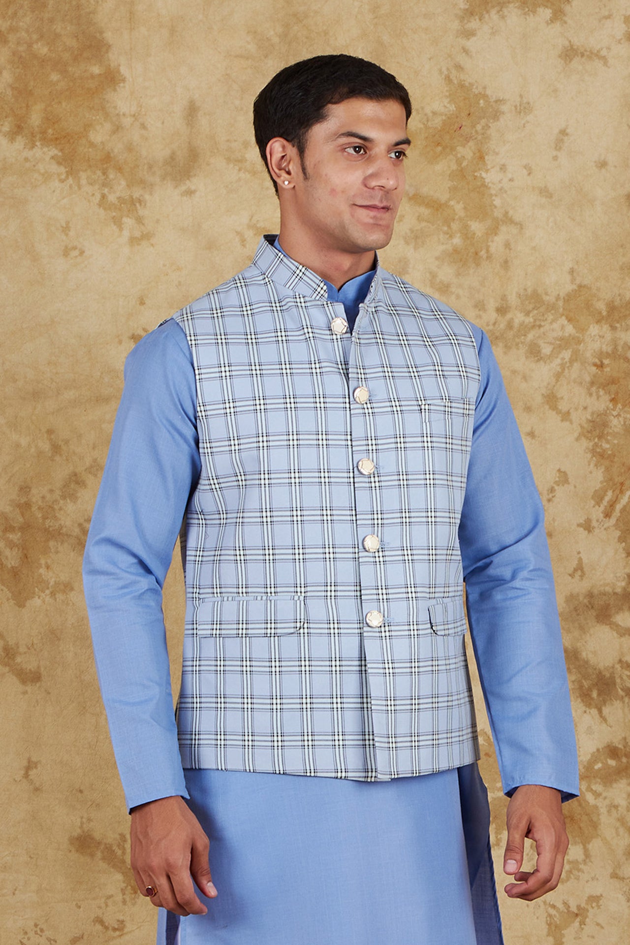Bluesaanchi Men's Uranianblue Waistcoat