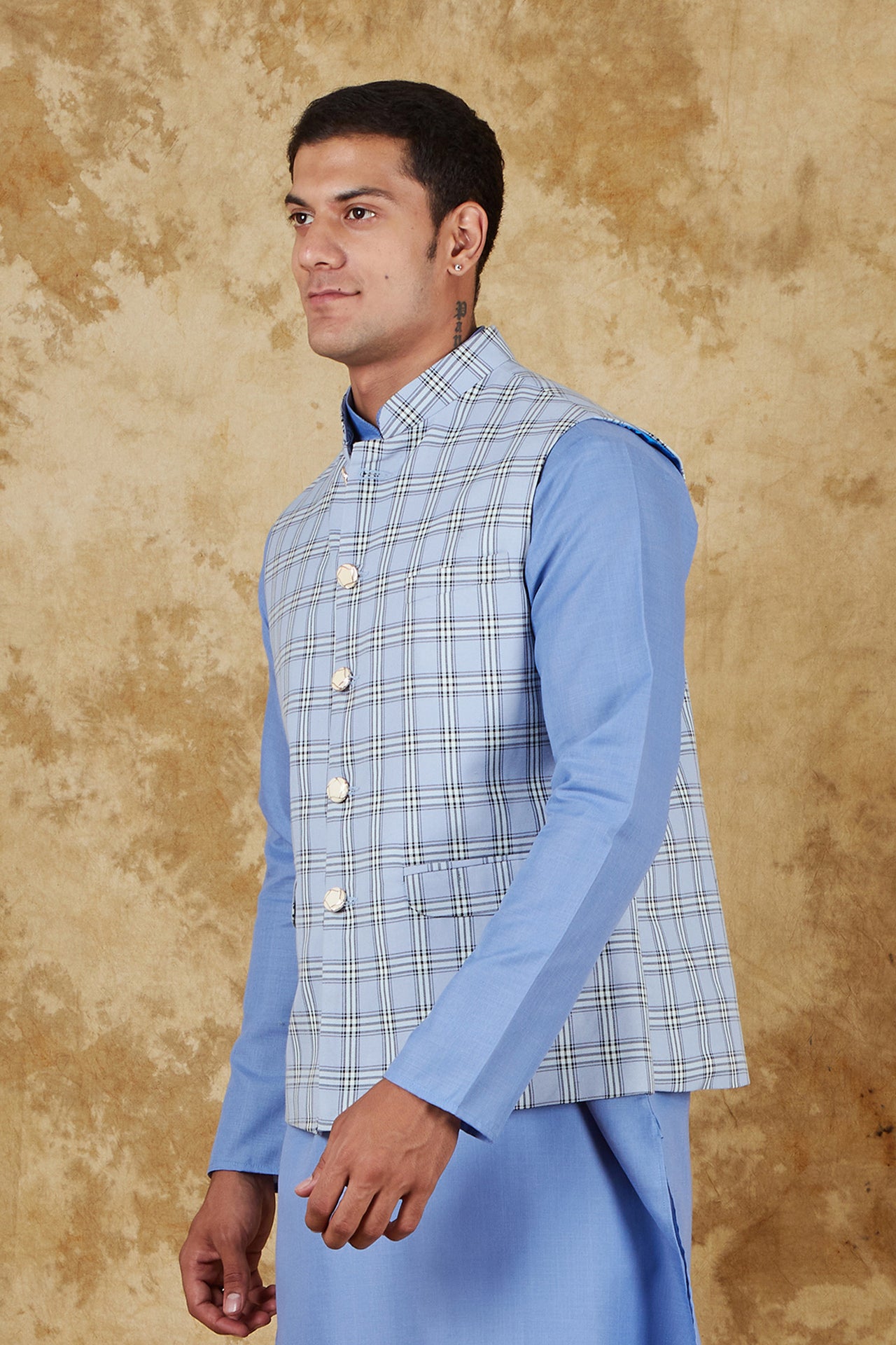 Bluesaanchi Men's Uranianblue Waistcoat