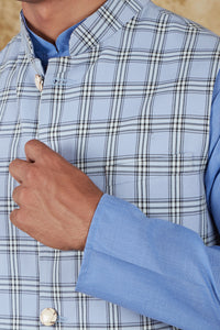 Thumbnail for Bluesaanchi Men's Uranian Blue Waistcoat Kurta Pajama Set