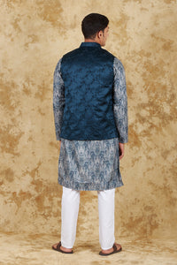 Thumbnail for Bluesaanchi Men's Jacquard Indigo Dye Waistcoat Kurta Pajama Set