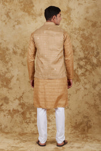 Thumbnail for Bluesaanchi Men's Khaki Waistcoat Kurta Pajama Set