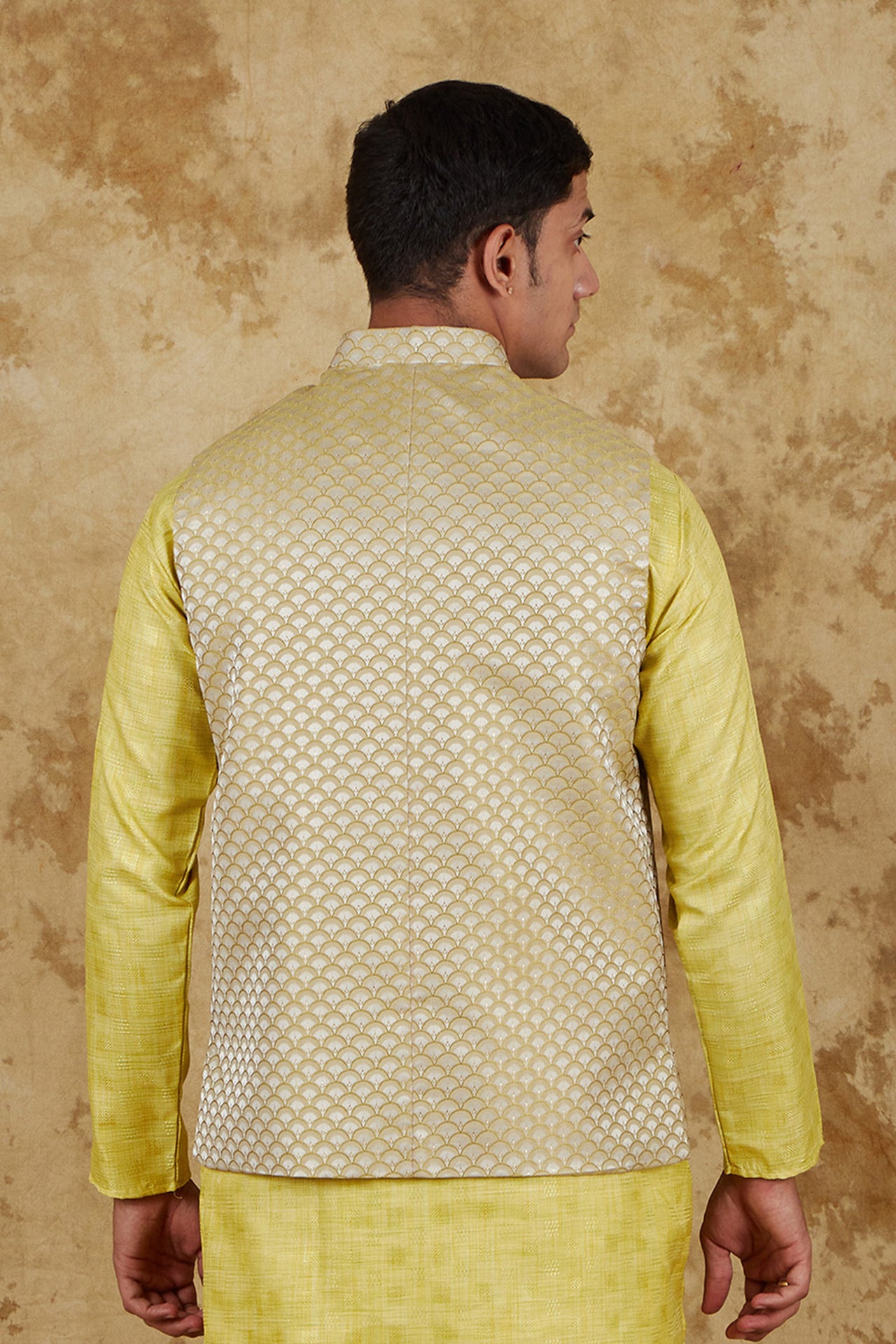 Bluesaanchi Men's Jacquard Citron Waistcoat