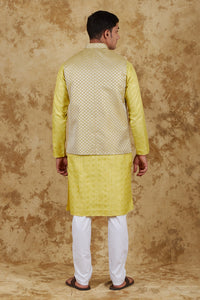Thumbnail for Bluesaanchi Men's Jacquard Citron Waistcoat Kurta Pajama Set