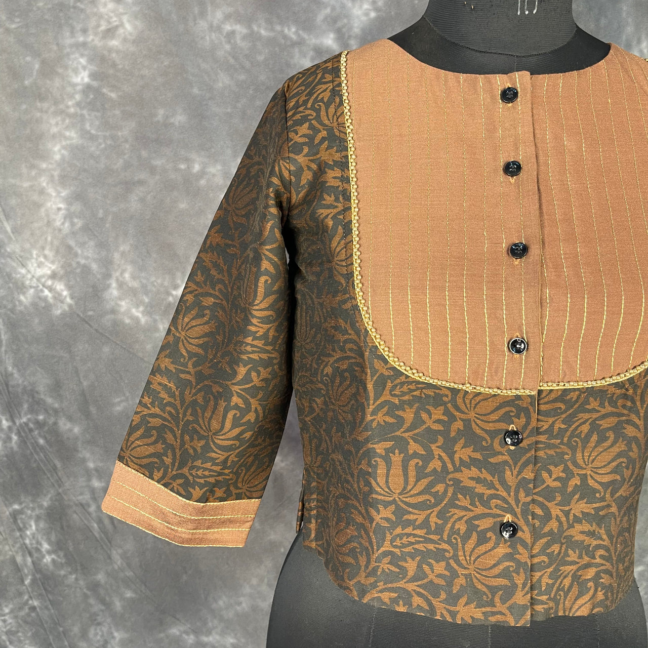 Wood Wish Brown Coloured Cotton Silk Ready to Wear Blouse - kapda Tailor - Distacart