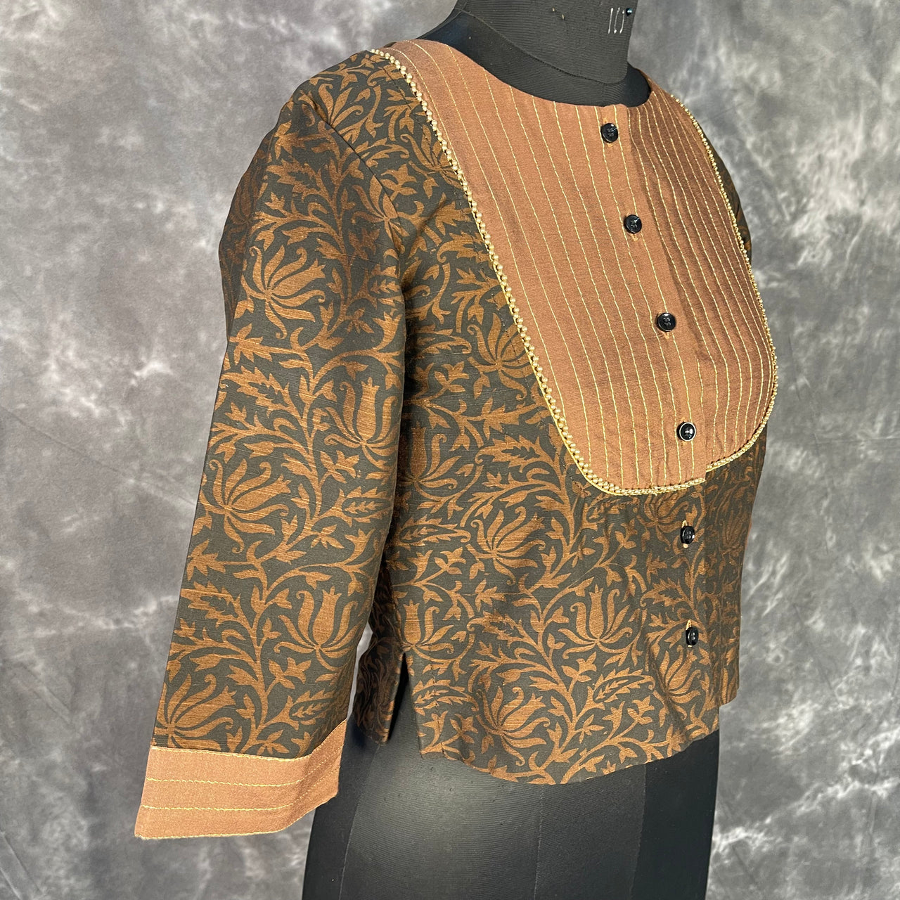 Wood Wish Brown Coloured Cotton Silk Ready to Wear Blouse - kapda Tailor - Distacart