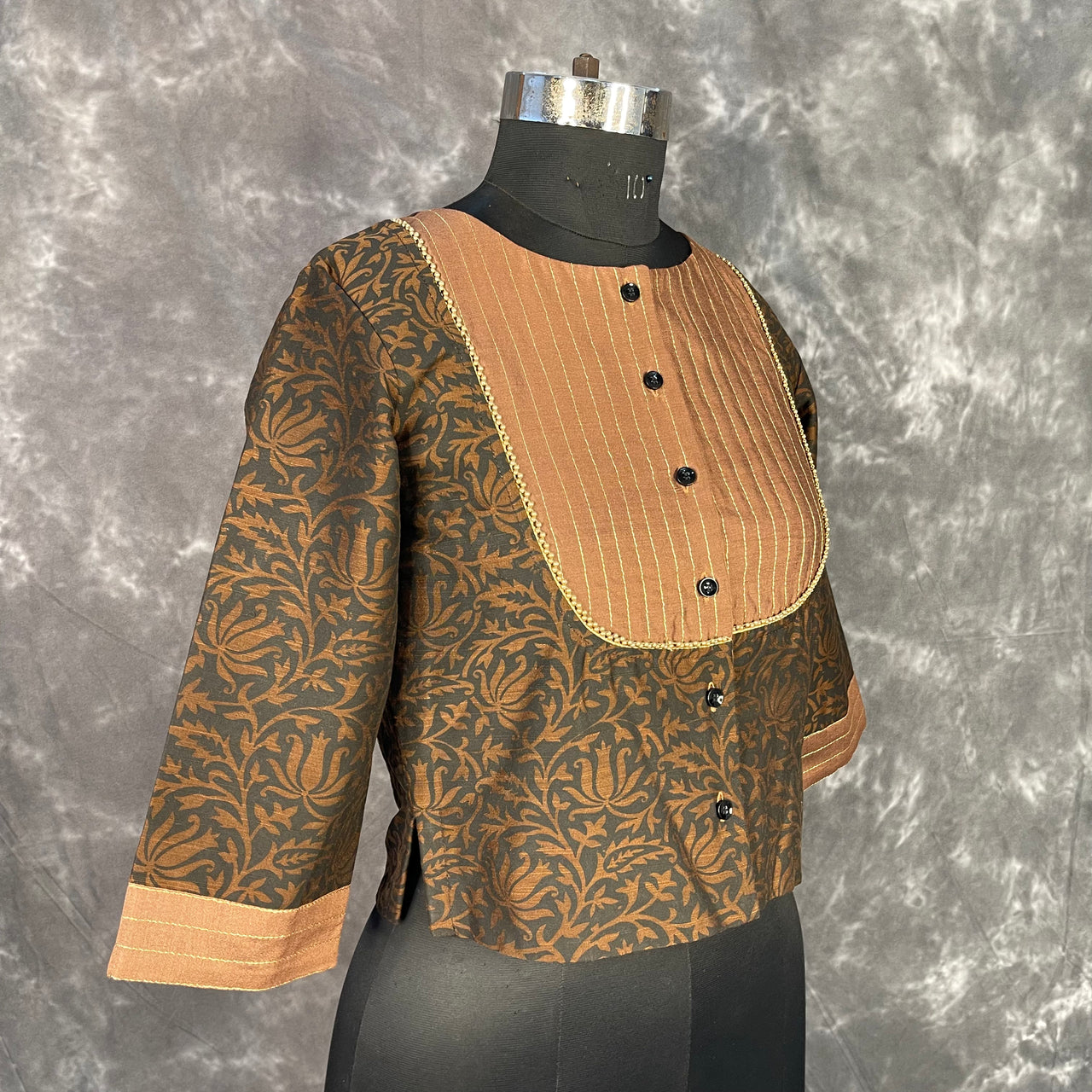 Wood Wish Brown Coloured Cotton Silk Ready to Wear Blouse - kapda Tailor - Distacart
