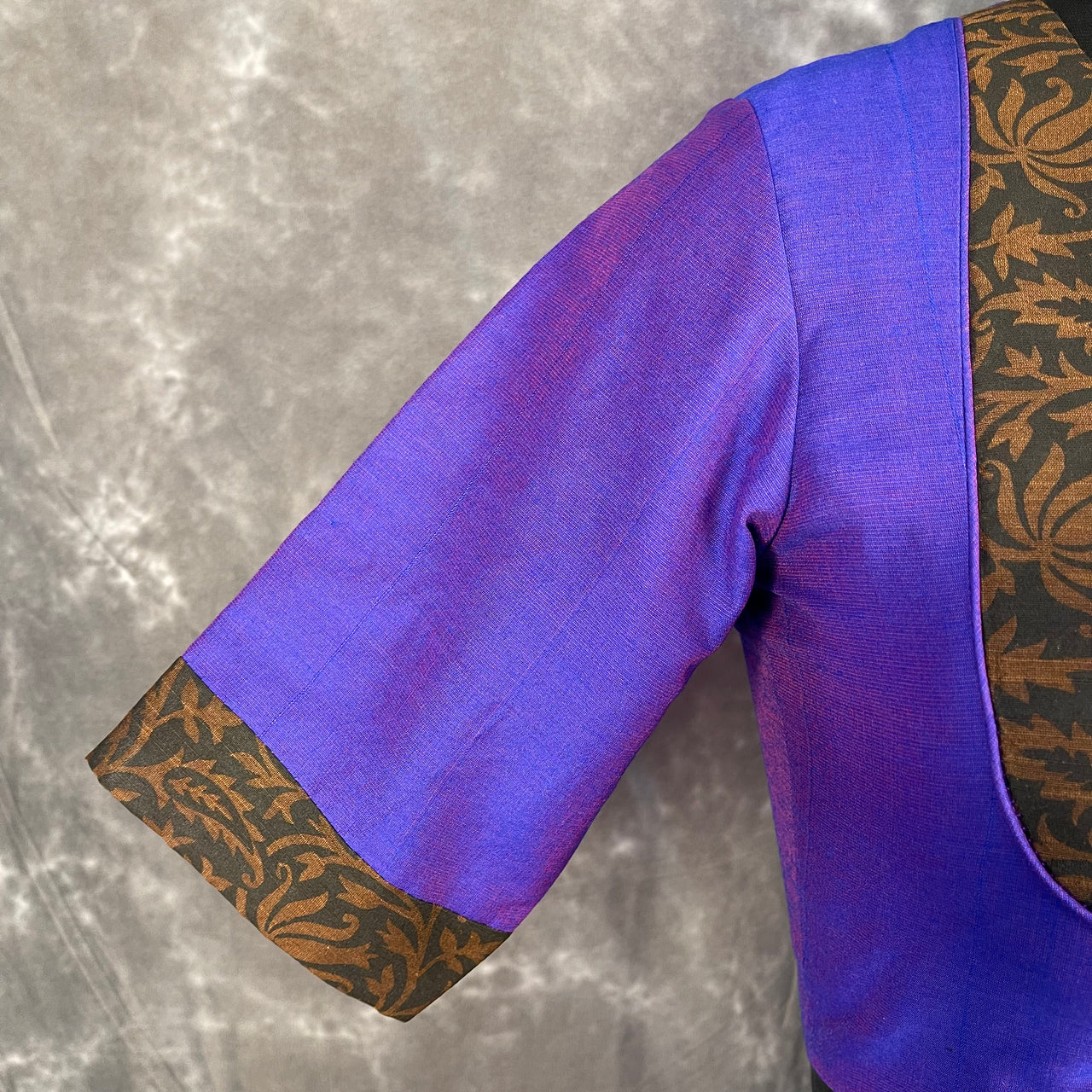 Greeky Blush Purple / Brown Coloured Cotto Silk/Cotton Silk Printed Ready to Wear Blouse - kapda Tailor - Distacart