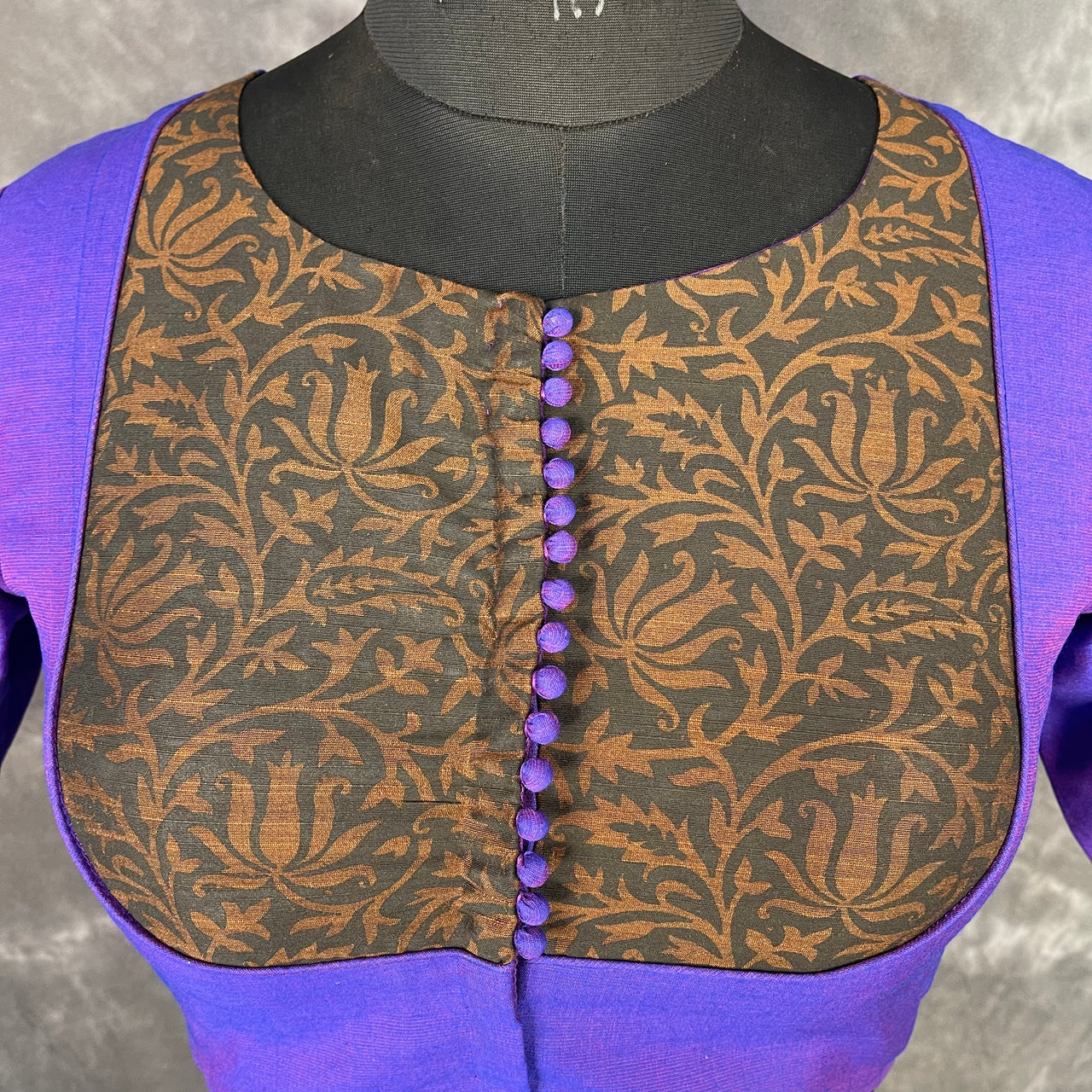 Greeky Blush Purple / Brown Coloured Cotto Silk/Cotton Silk Printed Ready to Wear Blouse - kapda Tailor - Distacart