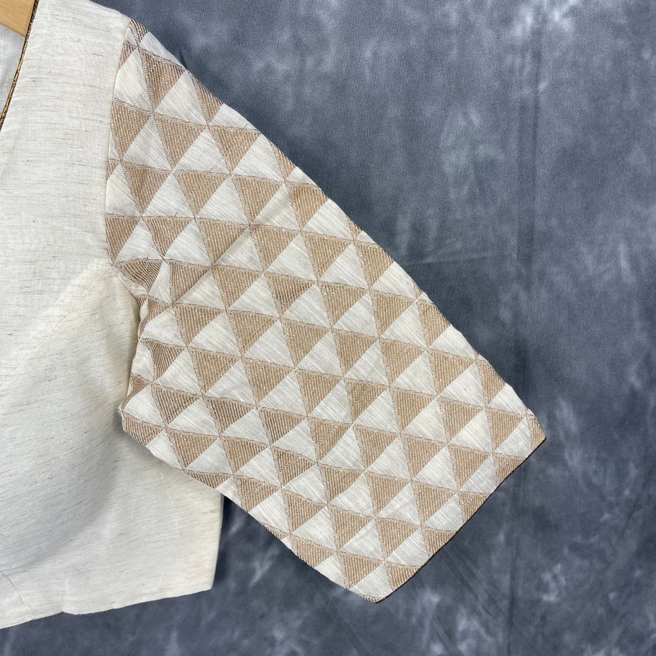 Barf Ki Saugat Cream Coloured Chanderi Cotton & Chanderi Broket Ready to Wear Blouse - kapda Tailor - Distacart