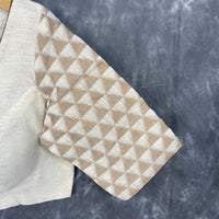 Thumbnail for Barf Ki Saugat Cream Coloured Chanderi Cotton & Chanderi Broket Ready to Wear Blouse - kapda Tailor - Distacart