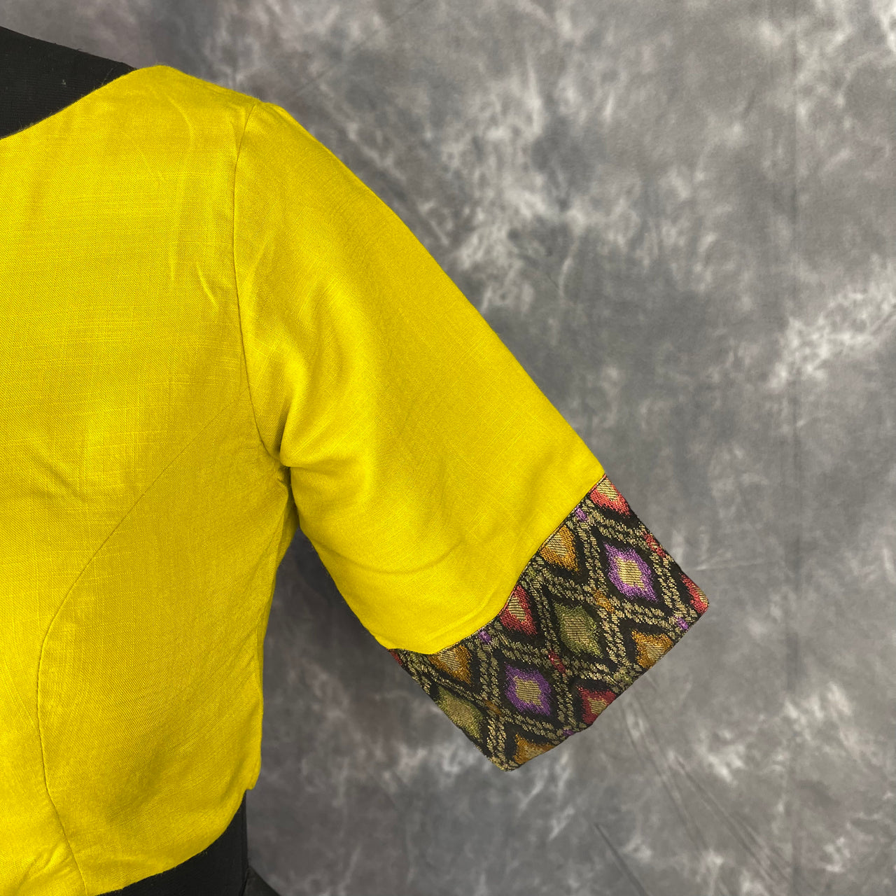 Kachha Nimboo Lemon Yellow Coloured Cotton /Jackard Ready to Wear Blouse - kapda Tailor - Distacart