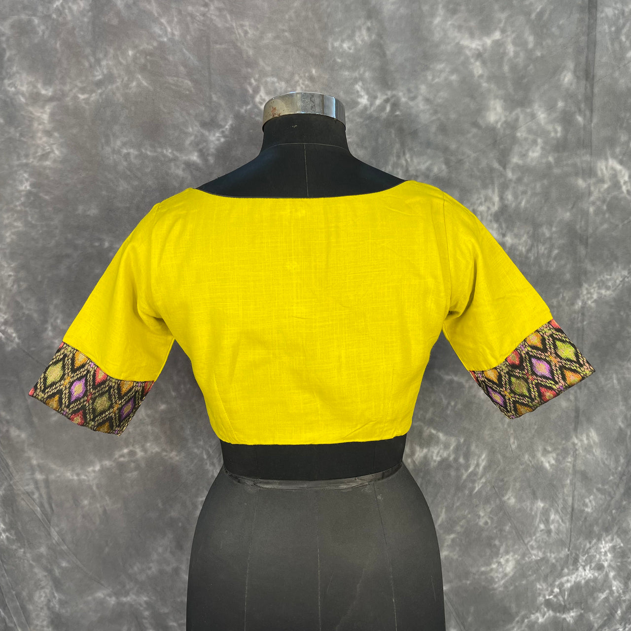 Kachha Nimboo Lemon Yellow Coloured Cotton /Jackard Ready to Wear Blouse - kapda Tailor - Distacart