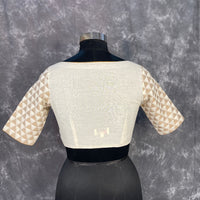Thumbnail for Barf Ki Saugat Cream Coloured Chanderi Cotton & Chanderi Broket Ready to Wear Blouse - kapda Tailor - Distacart