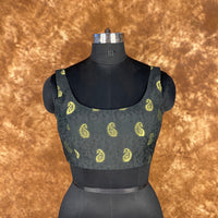 Thumbnail for Raven Black Forest Coloured Broket Cotton Ready to Wear Blouse - kapda Tailor - Distacart