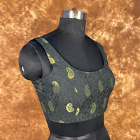 Thumbnail for Raven Black Forest Coloured Broket Cotton Ready to Wear Blouse - kapda Tailor - Distacart