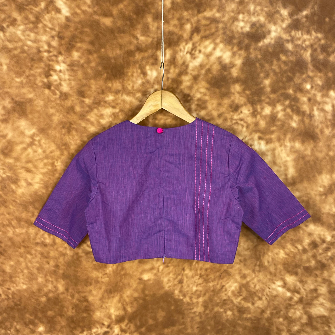 Nebula Fade Purple Coloured Handloom Cotton Ready to Wear Blouse - kapda Tailor - Distacart