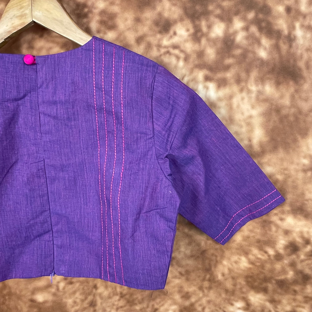 Nebula Fade Purple Coloured Handloom Cotton Ready to Wear Blouse - kapda Tailor - Distacart