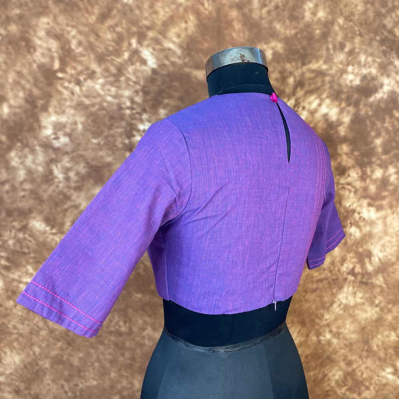 Nebula Fade Purple Coloured Handloom Cotton Ready to Wear Blouse - kapda Tailor - Distacart