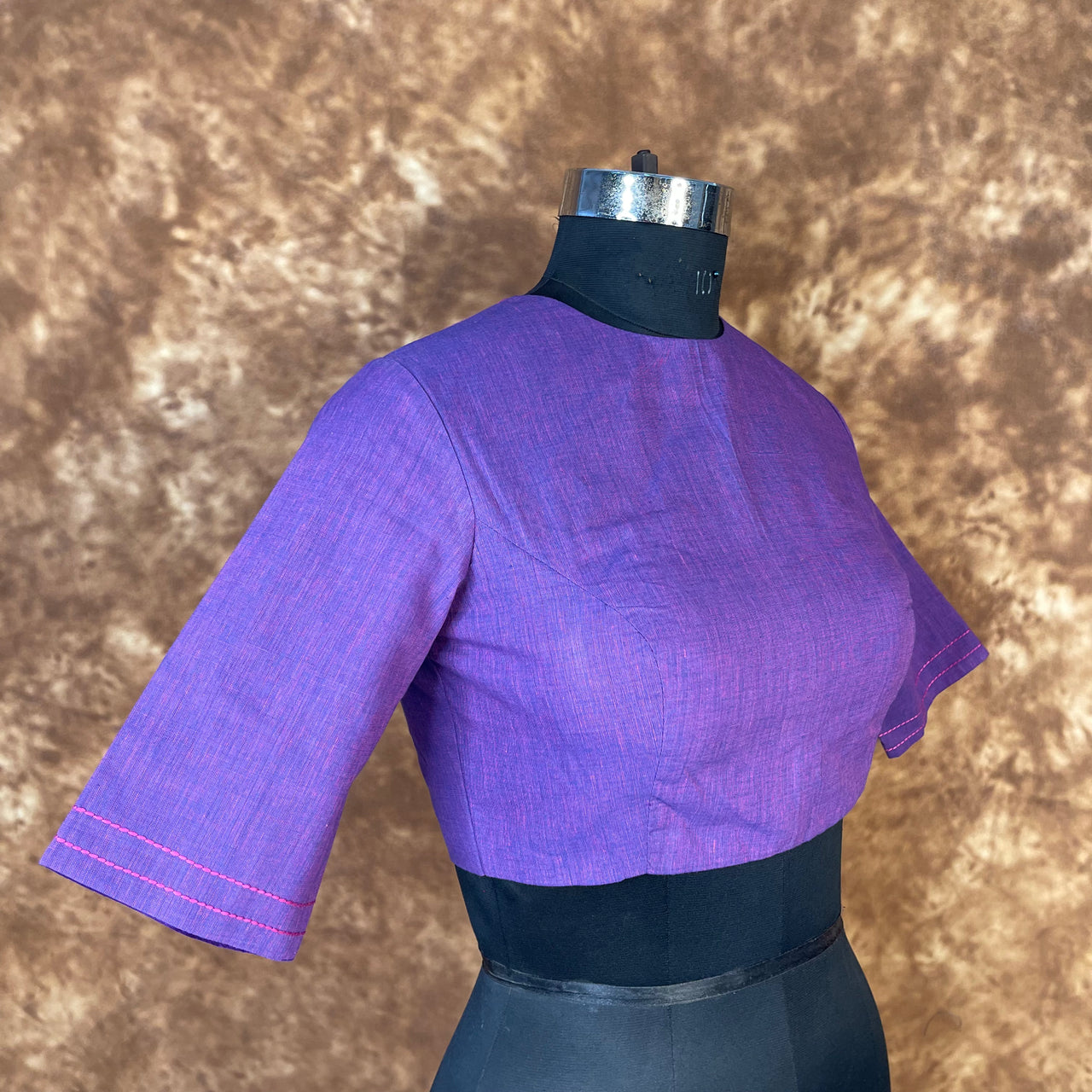 Nebula Fade Purple Coloured Handloom Cotton Ready to Wear Blouse - kapda Tailor - Distacart