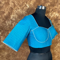 Thumbnail for Streaks of Blue Light Blue Coloured Chanderi Silk Ready to Wear Blouse - kapda Tailor - Distacart