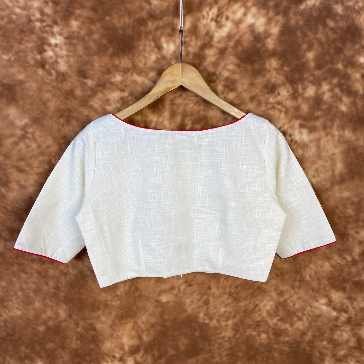Butterfly Nector Off White Coloured Slub Cotton Ready to Wear Blouse - kapda Tailor - Distacart