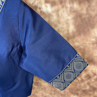 Thumbnail for Deep Dive Lush Blue Coloured Silk / Broket Ready to Wear Blouse - kapda Tailor - Distacart